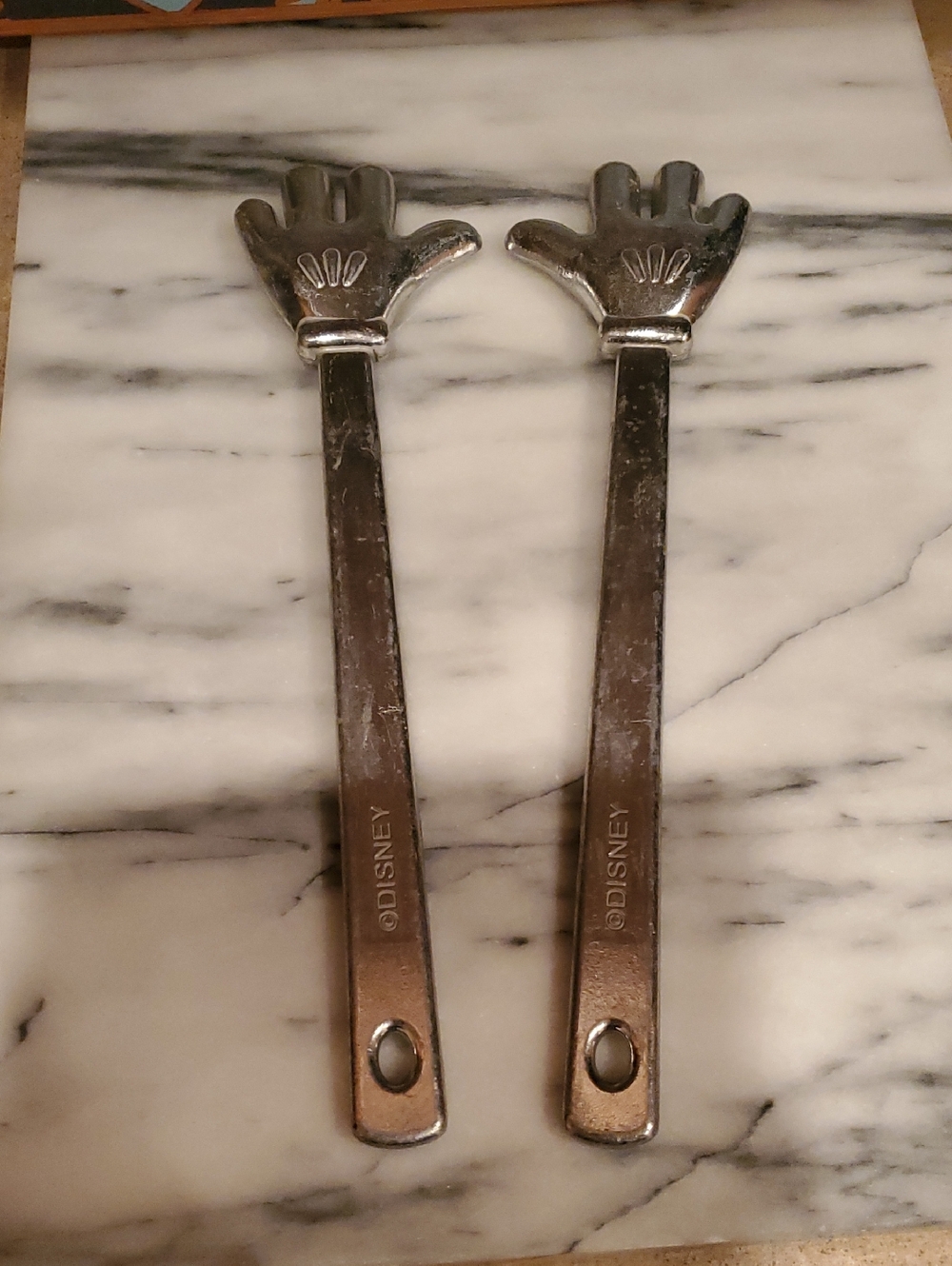 Vintage Disney Silver Mickey Mouse Hands Salad Tongs - Set of 2